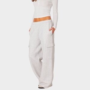 Edikted Heather Gray Wide-Leg Cargo Joggers
